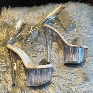 strappy rhinestone pleaser heel size 6